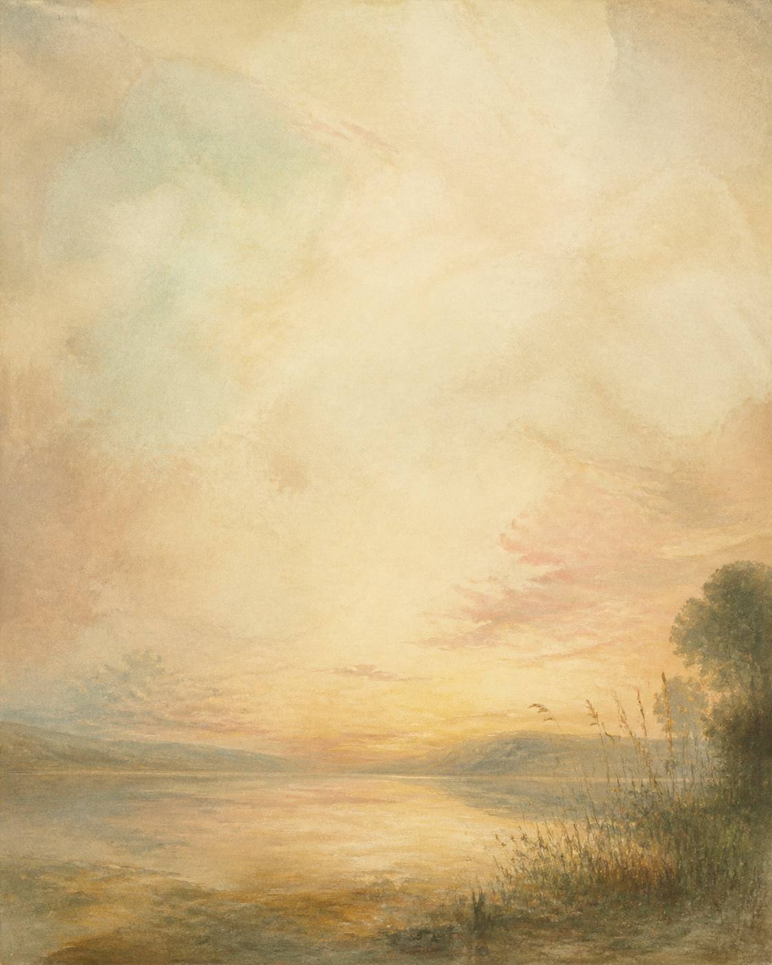 Mountain lake at dusk